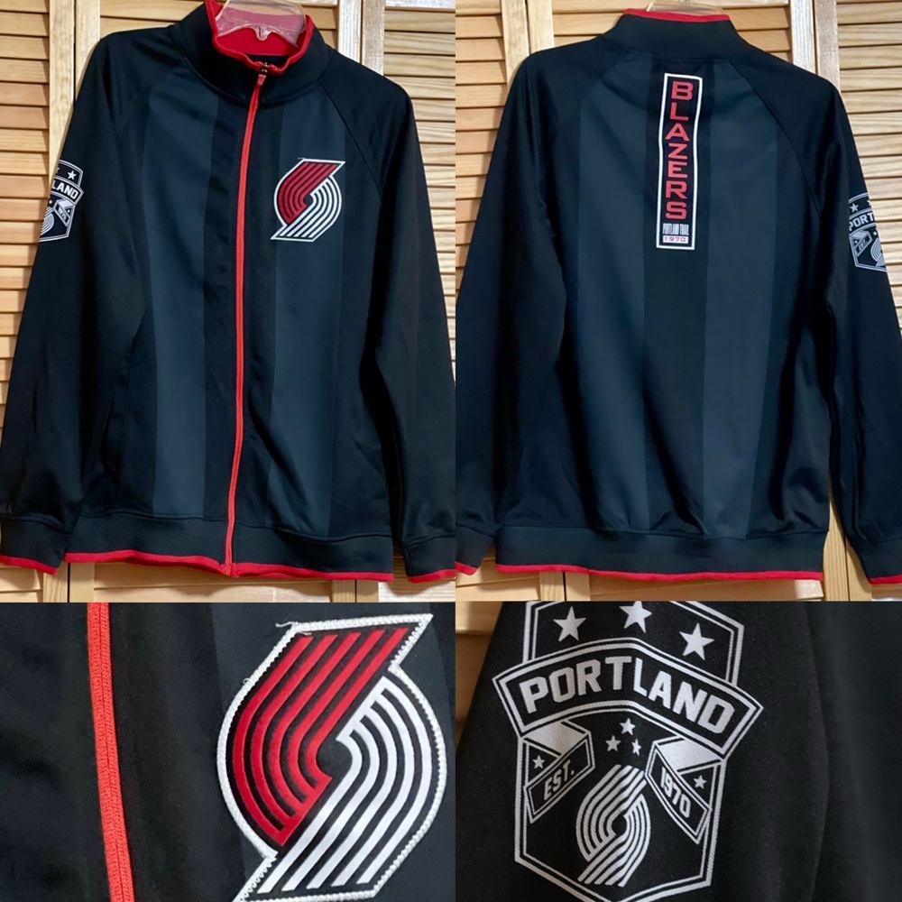 Portland Trail Blazers Black & Red Zip-Up Jacket Size Small